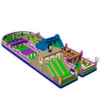 Parcours d'obstacles gonflable commercial en PVC en forme de U, rotatif, écologique, capacité 1000 kg, jeu de défi sportif extérieur en promotion