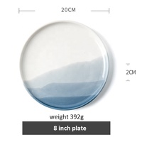 Vaisselle en céramique de luxe créative bleue à dégradé, ensembles de vaisselle en porcelaine pour le dîner, vente en gros