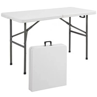 Tragbarer Moderner Langlebiger Leichter Weißer Kunststoff Klappbarer Esstisch mit Bank-Set Aluminiumrahmen für Outdoor Fitness Camping