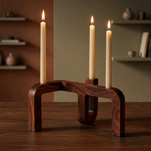 Support à bougies en bois fait main moderne pour 3 bougies, idéal pour la décoration intérieure et les occasions de mariage - Product Image 3