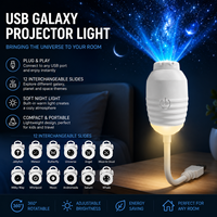 Projecteur USB Galaxie avec Veilleuse, 12 Diapositives Interchangeables, Lampe Projecteur Ciel Étoilé pour Chambre d'Enfant et Décoration Intérieure