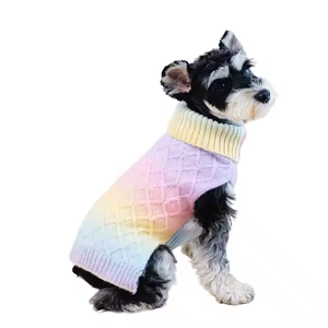 2025 Fabrikverkauf Luxuriöser Gestreifter Regenbogen Handgestrickter Hundemantel für den Täglichen Gebrauch - Product Image 6