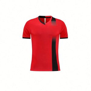 Conjunto de Camiseta y Pantalones Cortos de Fútbol Rojos de Verano, Venta al Por Mayor de Fábrica, 100% Poliéster, Secado Rápido, Transpirable, Manga Corta, Uniforme Unisex para Adultos - Product Image 1