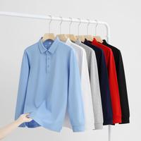 T-shirts pour hommes, polo ample, polo en coton perlé, décontracté, respirant, manches longues, t-shirt à manches longues pour hommes