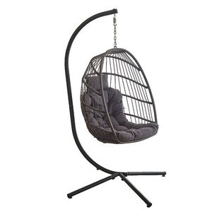 Chaise suspendue en métal pour balcon extérieur, chaise longue portable, hamac, balançoire de patio avec support et coussin - Product Image 4