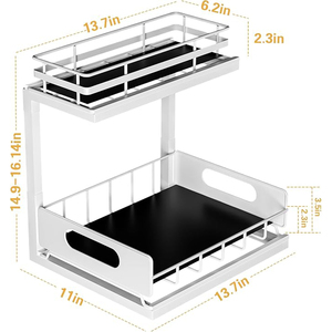 Cesta organizadora deslizable en forma de L para debajo del fregadero, ajustable, para baño y <span class=keywords><strong>cocina</strong></span>, de China, económica - Product Image 3