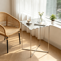 Dänischer Stil Moderner Minimalistischer Beistelltisch aus Gebürstetem Edelstahl & Kreativem Eisendesign - Neuerscheinung Wohnzimmermöbel