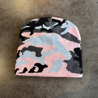 Chapeau tricoté réversible brodé, dessin animé, chaud, logo brodé personnalisé, chapeaux d'hiver, 100% acrylique