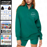 Sweat-shirt personnalisé à col zippé brodé en coton uni French Terry épais de haute qualité, pull à demi-zip