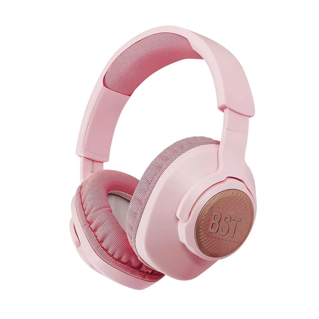 Sibyl Pink Wireless Headphones Foldable Stereo Earphones Super Bass 150mAh Mic for Laptop PC TV Wired Pink Headphones