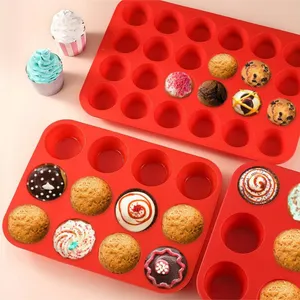 6-cell12-cell24-cell Silicone Cake Tools Food Grade Bread Baking Pan Oven Round Muffin Cup Baking Mold Silicone Cake Molds