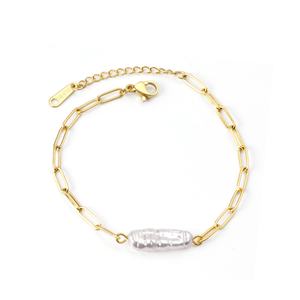 Fast Shipping Luxury Stainless Steel Jewelry Natural <b>Pearl</b> <b>Bracelet</b> for Party - Product Image 2