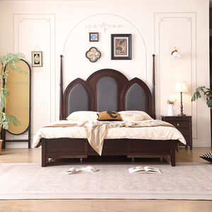Cama de Madera Sólida de Estilo Europeo, Estilo <span class=keywords><strong>Hotel</strong></span> Americano de Lujo, Moderna y Minimalista, Cama de Princesa de Estilo Vintage, Cama Semi-lujosa - Product Image 1