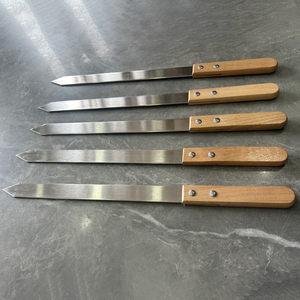Brochettes plates en acier inoxydable avec manche en bois pour barbecue, brochettes turques pour grillades en extérieur - Product Image 6
