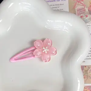 Grampo de cabelo flor de cerejeira rosa estilo japonês para meninas creme creme doce flor de cerejeira Bb clipe para cocar franja lateral
