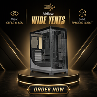 Boîtier d'ordinateur ATX Mid Tower noir avec verre trempé, châssis PC gaming à haut débit d'air TDB1201