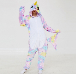 Nuovo autunno/inverno flanella animale cartone animato pigiama stella di un pezzo di balena con un corno costume da pigiama animale - Product Image 4