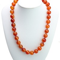 Collier à nœuds en perles de pierres précieuses rondes de 12 mm, design tendance, bijoux pour femmes, cadeau de fête, 48 cm (18,5 pouces), vente en gros