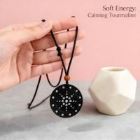 Pendentif quantique énergétique japonais haut de gamme en pierre de lave, tourmaline, strass, constellation noire, anti-rayonnement EMF pour enfants