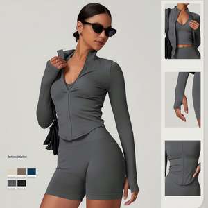 Ropa Deportiva Personalizada para Mujer, Conjunto de Fitness, Top Deportivo, Leggings Deportivos y Bra, Conjunto de Yoga con Chaqueta - Product Image 3