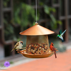 Горячая распродажа: Экологичная металлическая уличная кормушка для птиц с крышей и отсеком для хранения корма, подвесной контейнер для сада - Product Image 5