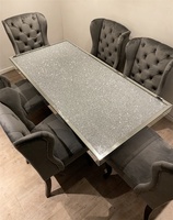 Nouvelle table à manger moderne simple en argent et diamant, meubles de salle à manger, chaise de salle à manger personnalisée