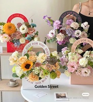 Boîte à fleurs ovale en carton blanc portable pour la Saint-Valentin, emballage floral pour succulentes en pot, sac à main, panier pour arrangements floraux DIY