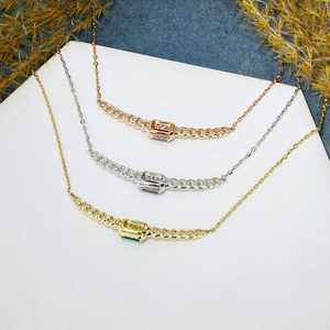 18k Gold Diamond Halo <b>Necklace</b>: Emerald Cut Sapphire, <b>Ruby</b>, or Emerald - Product Image 5