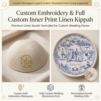 Kipá Islámica Redonda de Algodón Transpirable Personalizada al por Mayor, Gorro Judío con Logotipo Personalizado para Bodas y Ceremonias de Quinceañera