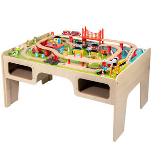Mesa de <span class=keywords><strong>tren</strong></span>, mesa de actividades multifuncional de madera para niños con mesa reversible, regalo ideal para niños pequeños y niñas de más de 3 años - Product Image 1