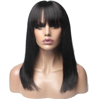 180% densité droite brésilienne HD pour perruque frontale en dentelle avec partie naturelle dentelle transparente coupe émoussée Bob perruques frange