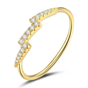 BSR205 High Quality Genuine Jewelry 925 Sterling Silver Gold Plated With Zirconn Simple Meterorit ring