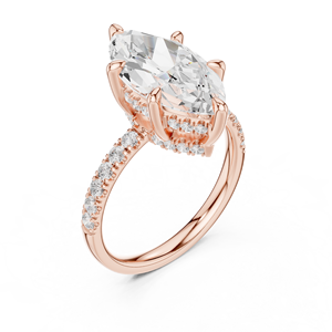 Bagues en diamant, bague de fiançailles, or massif 14 carats, diamant de laboratoire taille marquise, taille brillant rond, collection de bijoux en diamant - Product Image 2