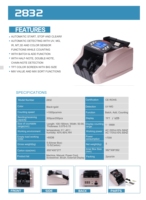 Compteur de billets 2832 avec grande trémie de 300 pièces, sans remplissage, écran TFT, détection UV MG IR MT 3D, comptage de valeur, 1000 pièces/min pour la vente au détail
