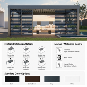 Pergola bioclimatique motorisée à lames orientables en aluminium, imperméable, pour jardin, <span class=keywords><strong>terrasse</strong></span>, gazebo, <span class=keywords><strong>prix</strong></span> direct usine, vente en gros - Product Image 2