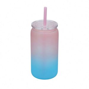 Cadeau DIY, gobelet en plastique acrylique coloré dégradé de 16 oz, en forme de canette de soda ou de bière, réutilisable, verre à boisson froide, bouteille d'eau - Product Image 4