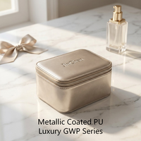 Étui de Maquillage Rigide de Luxe Léger en PU Métallisé Résistant à l'Eau avec Logo Personnalisé, Solution Cadeau GWP, Marque Premium 2026