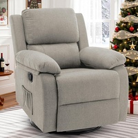 Meilleur fauteuil inclinable à bascule en tissu chenille noir pour salon, fauteuil de relaxation massant pour tout espace