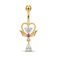 Piercing de nombril pour femme en acier inoxydable plaqué or, design de niche exquis, avec pampille en forme de cœur et motif patte de chat, style sexy