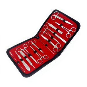 Lot de 14 instruments chirurgicaux vétérinaires en acier inoxydable Satinsky Enterprises, comprenant des ciseaux et des porte-aiguilles - Product Image 1