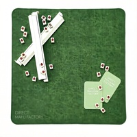 Tapis de Mahjong de Luxe en Cognac, Tapis de Jeu en Cuir Premium, Accessoires de Divertissement pour Jeux de Table avec Sac à Cordon en Toile