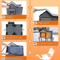 Abri pour chat moderne, chauffé, isolé, résistant aux intempéries, grand, de luxe, pour l'intérieur et l'extérieur, avec coussin chauffant, surélevé, pour chat, chien, animal de compagnie