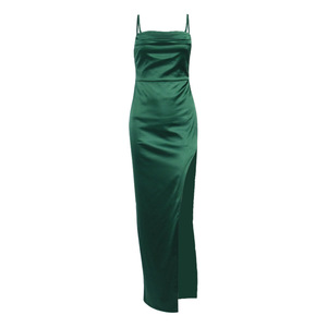Nuovo Arrivo: Abito <span class=keywords><strong>Lungo</strong></span> Sexy in Raso <span class=keywords><strong>con</strong></span> <span class=keywords><strong>Spacco</strong></span> Alto, Plissettato e Schiena Scoperta per Donna - Product Image 6