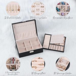Customized Wholesale Rectangle Cosmetic Makeup <b>Box</b> Bag Travel <b>Jewelry</b> Case Organizer Custom Logo PU <b>Leather</b>/Velvet FSC Certified - Product Image 2