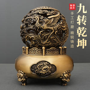 Figura Decorativa de Feng Shui Tradicional de Latón Tallado Jiuzhuan Qiankun, Artesanía Metálica de Escritorio, Adorno Creativo para Decoración del Hogar - Product Image 1
