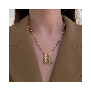 <span class=keywords><strong>Collier</strong></span> avec pendentif en forme d'ours, bijoux en laiton, plaqué or, Bling, diamant, cristal, cœur, ours en peluche, vente en gros - Product Image 1