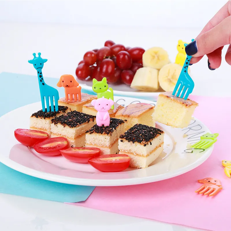 10pcs Animal Farm Dinosaur Fruit Fork Cute Colorful Snack Cake Dessert Pick stuzzicadenti lunch Party Decor