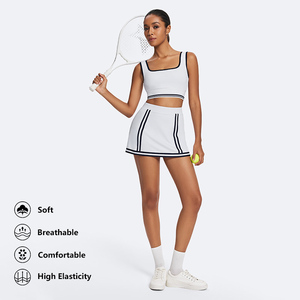テニススカートセット2ピースセット女性服,カラーブロック - Product Image 2