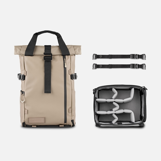 Multi-Function Camera Backpack Waterproof Nylon DSLR Bag with Expandable Roll Top Hidden Passport Pocket Tripod Holder