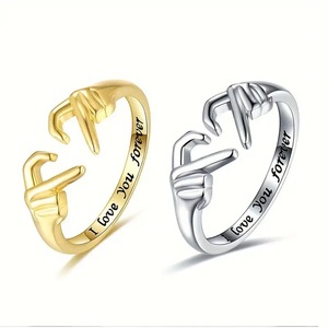 Anillo Abierto de Aleación en Forma de Corazón con la Frase 'Te Amo para Siempre', Anillo de Pareja en Oro y Plata, Joyería de Aniversario, Anillos de Moda Unisex - Product Image 1